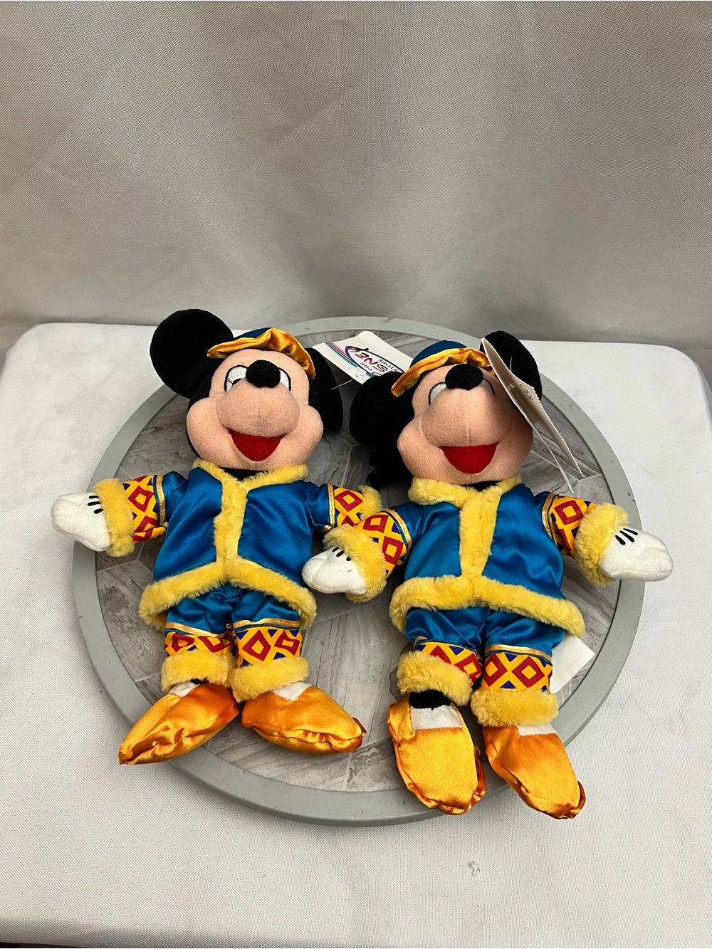 Disney Store Chinese Costume Mickey Mouse Bean Bag Plush Lot of 2 With Tags